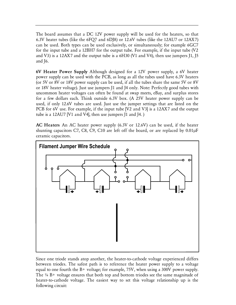 V1 v2 v3 v4, Filament jumper wire schedule | HP Aikido Stereo 9-Pin PCB User Manual | Page 5 / 13