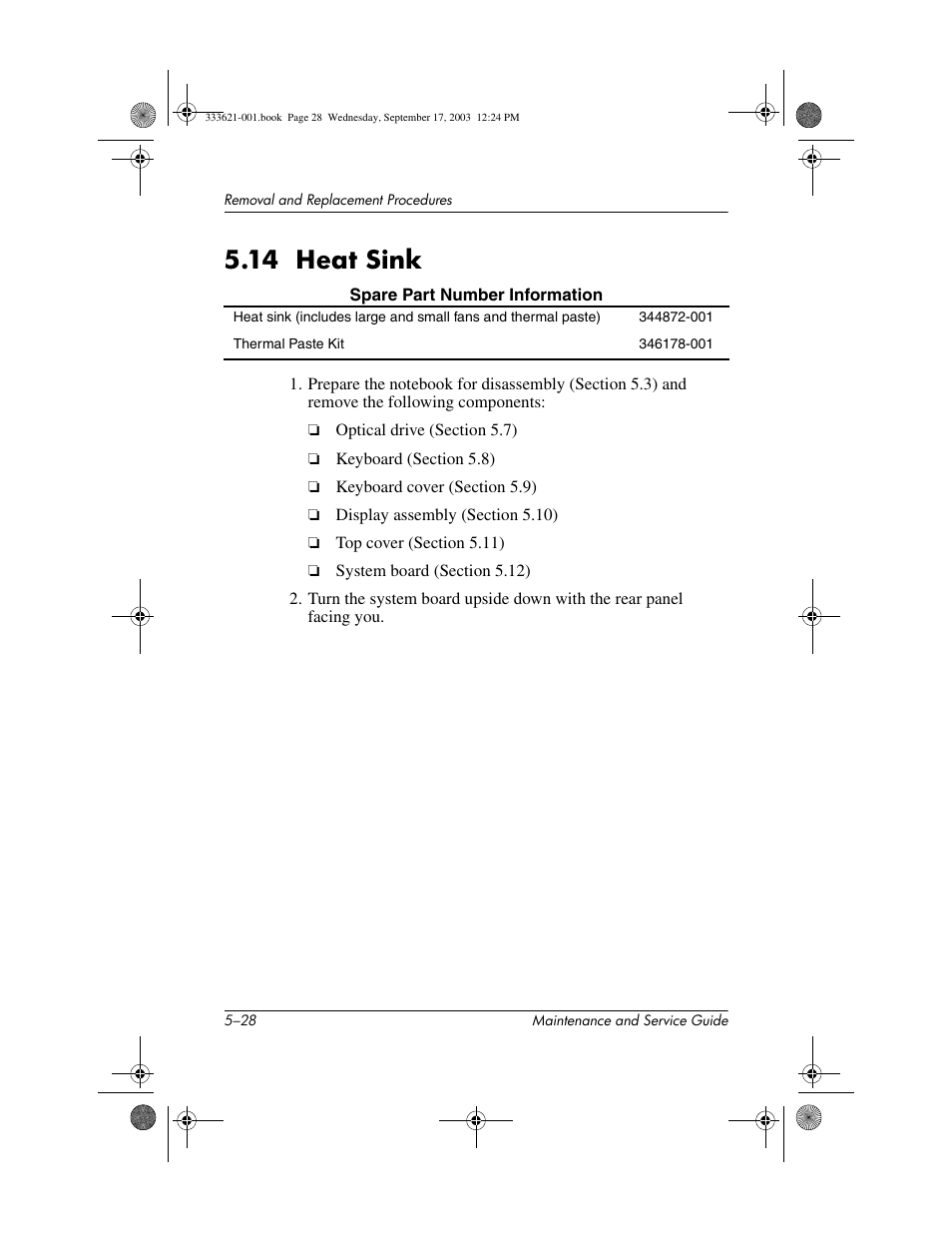 14 heat sink, 14 heat sink –28 | HP PAVILLION ZD7000 User Manual | Page 100 / 155