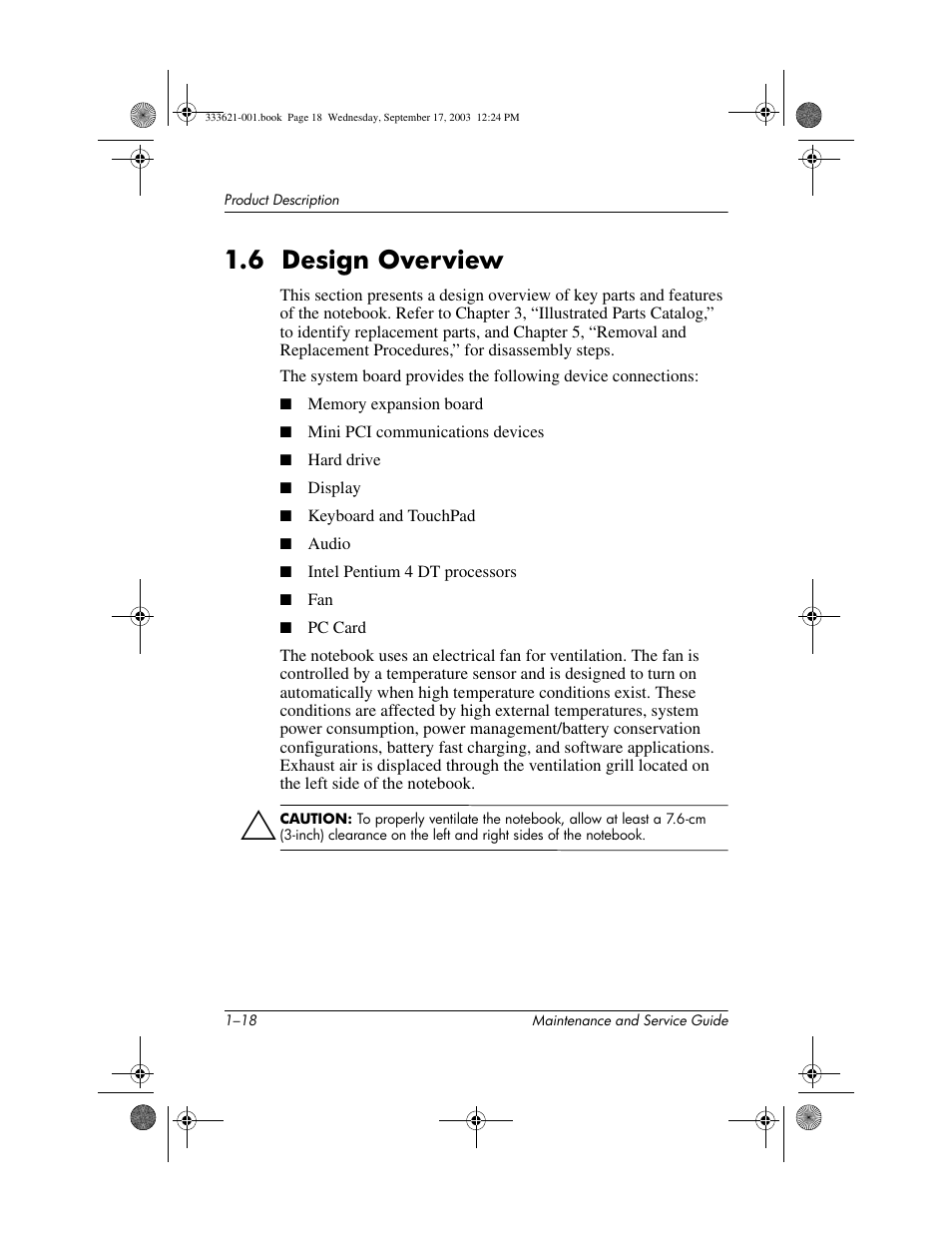 6 design overview, 6 design overview –18 | HP PAVILLION ZD7000 User Manual | Page 24 / 155