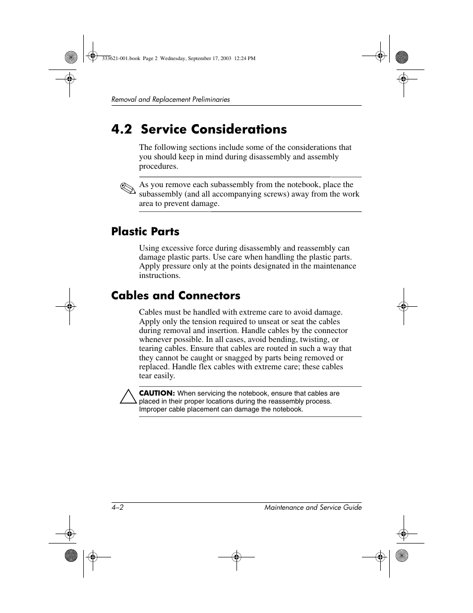 2 service considerations, Plastic parts, Cables and connectors | 2 service considerations –2, Plastic parts –2 cables and connectors –2 | HP PAVILLION ZD7000 User Manual | Page 67 / 155
