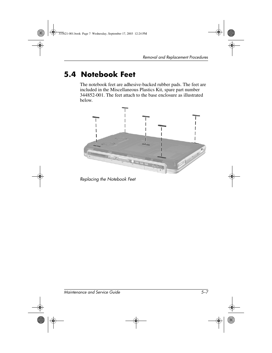 4 notebook feet, 4 notebook feet –7 | HP PAVILLION ZD7000 User Manual | Page 79 / 155