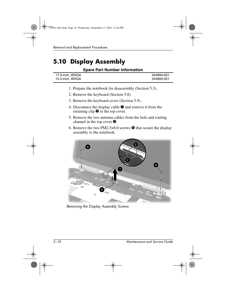 10 display assembly, 10 display assembly –18 | HP PAVILLION ZD7000 User Manual | Page 90 / 155