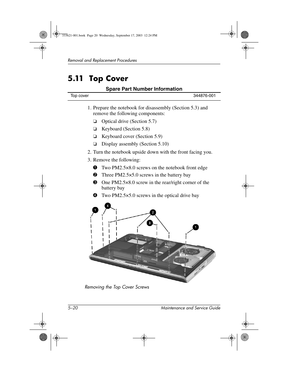 11 top cover, 11 top cover –20 | HP PAVILLION ZD7000 User Manual | Page 92 / 155