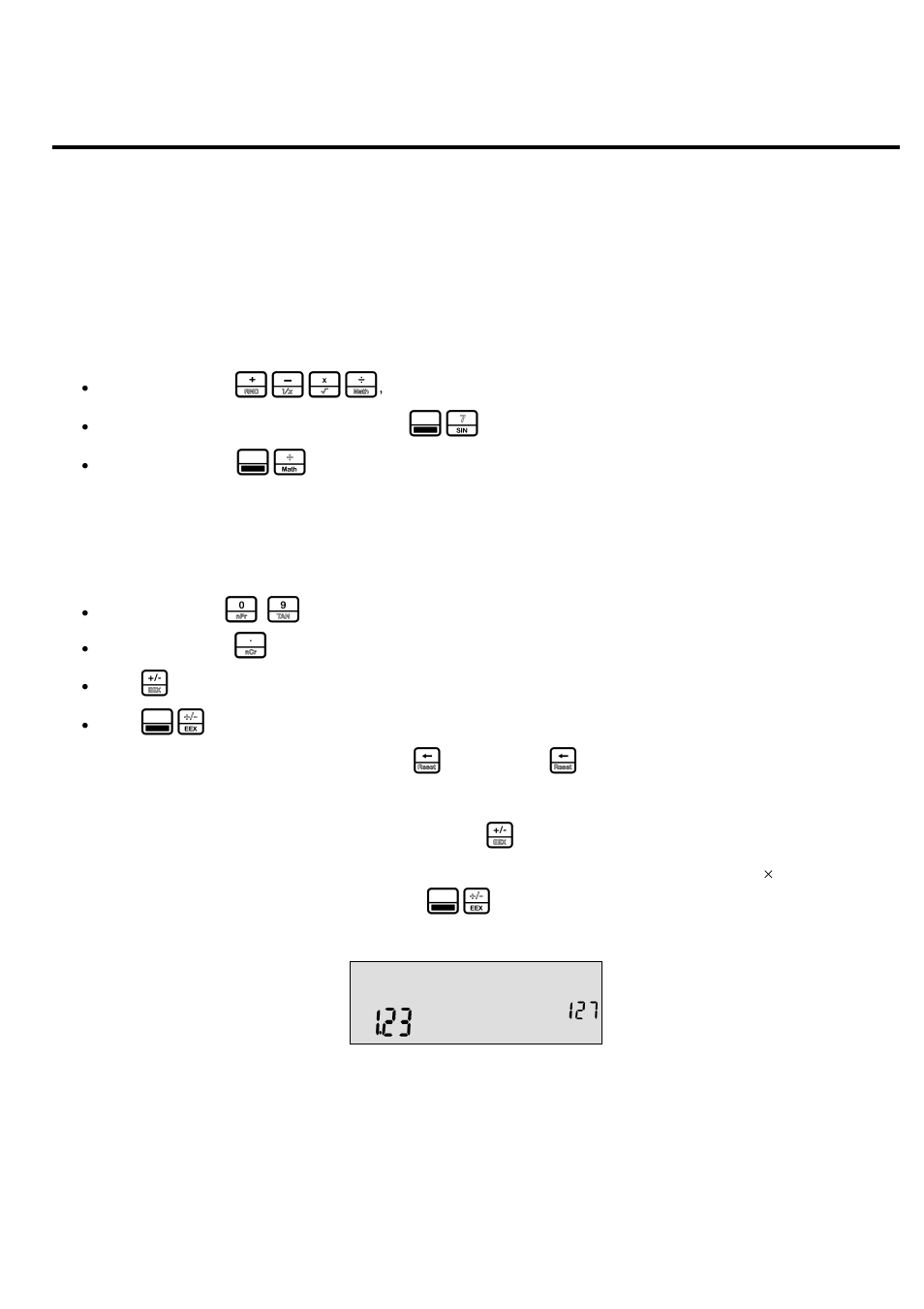 2 mathematical calculations, Number entry and display, Mathematical functions | HP 20B User Manual | Page 16 / 75