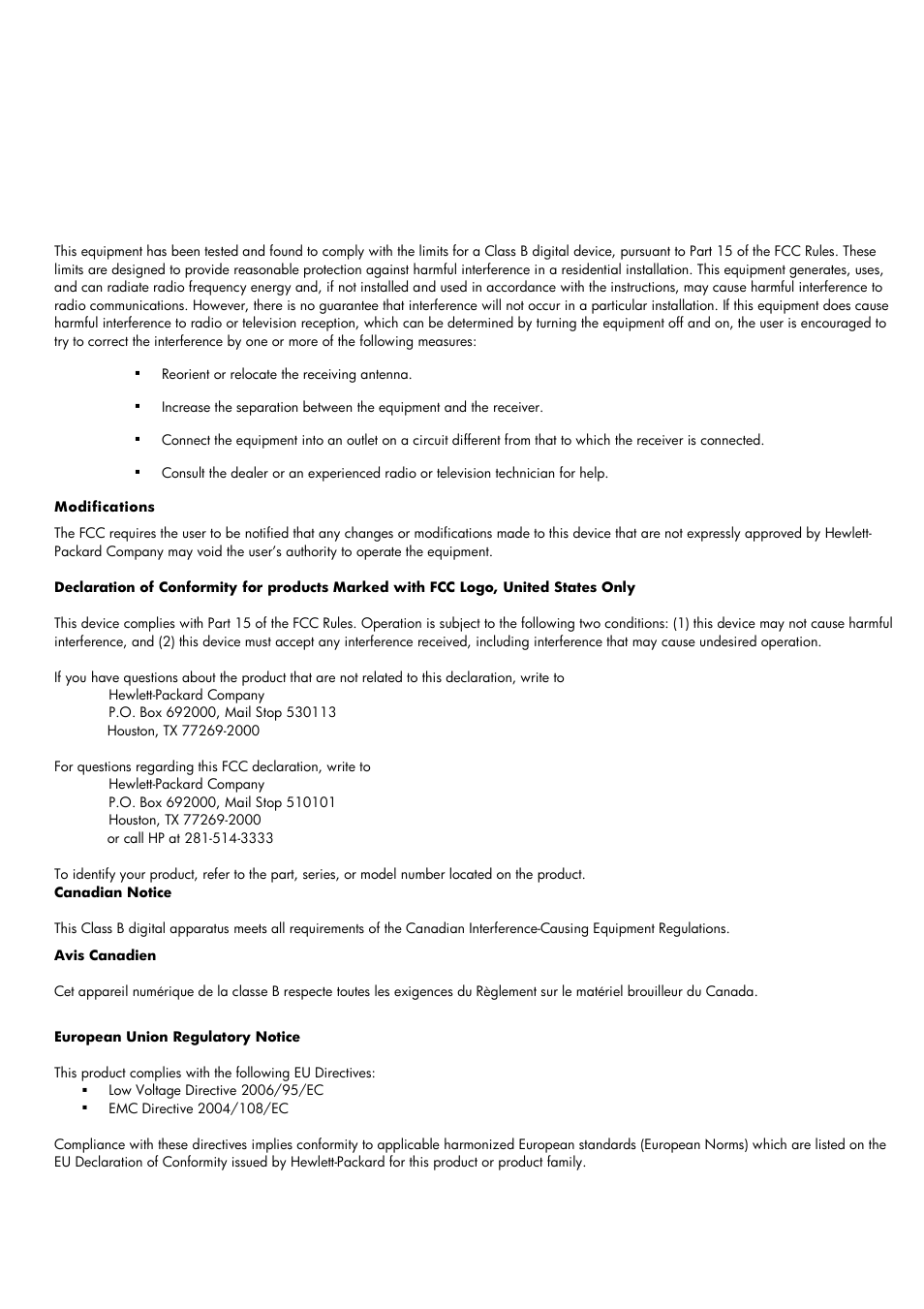 Product regulatory & environment information | HP 20B User Manual | Page 71 / 75