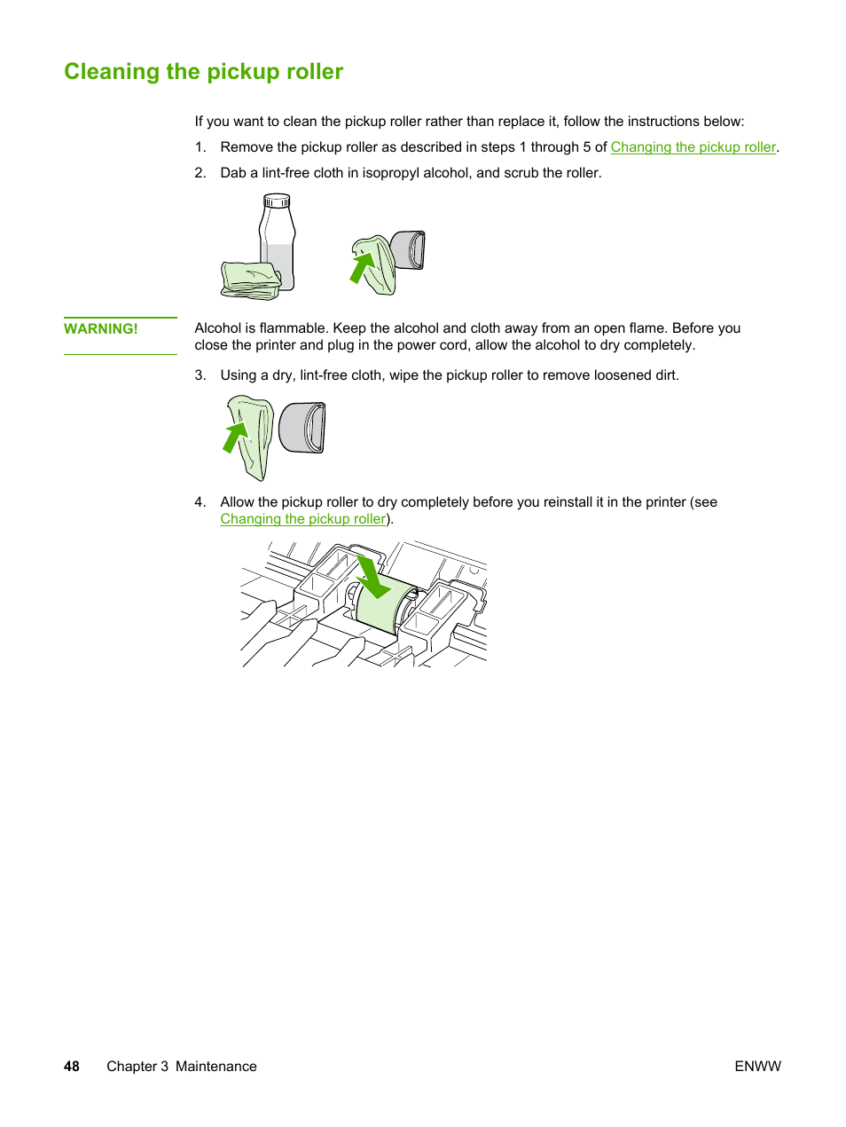 Cleaning the pickup roller | HP 1018 User Manual | Page 56 / 116