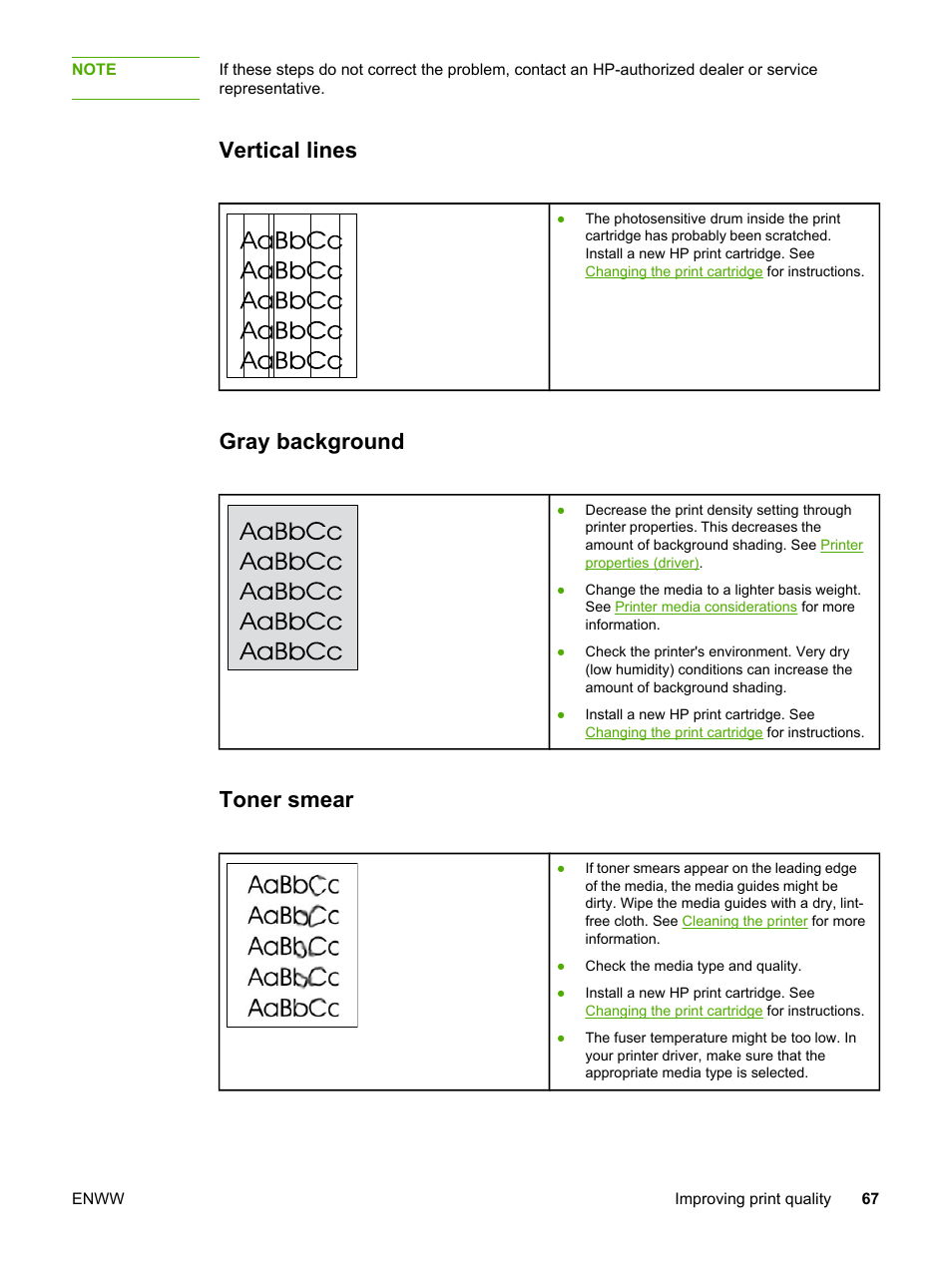 Vertical lines, Gray background, Toner smear | Vertical lines gray background toner smear | HP 1018 User Manual | Page 75 / 116