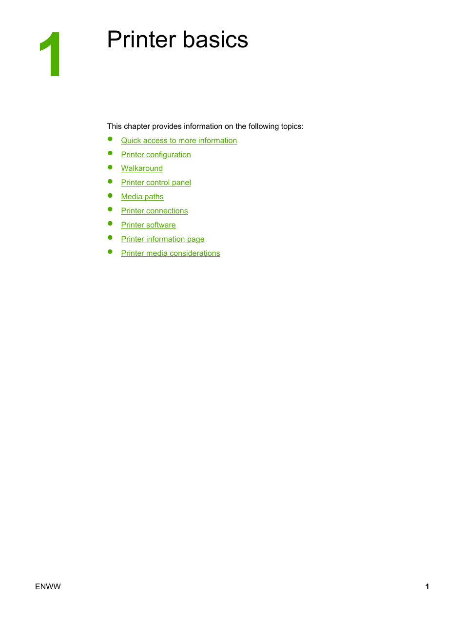 Printer basics, 1 printer basics | HP 1018 User Manual | Page 9 / 116