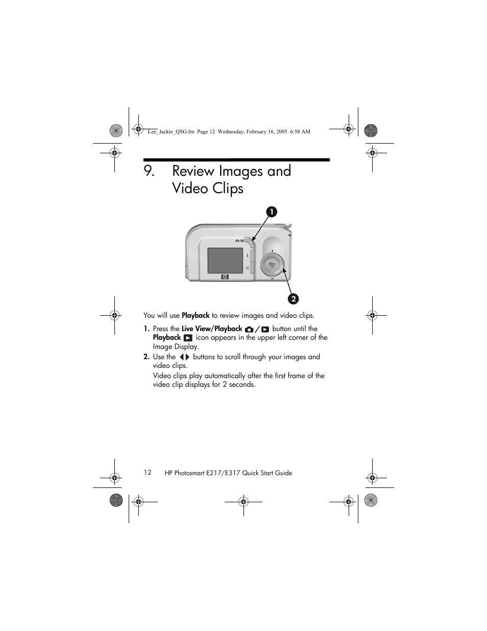 Review images and video clips | HP E317 User Manual | Page 12 / 16