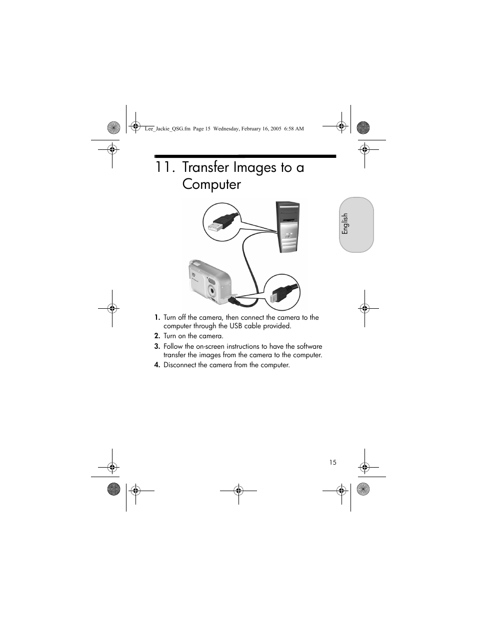 Transfer images to a computer | HP E317 User Manual | Page 15 / 16