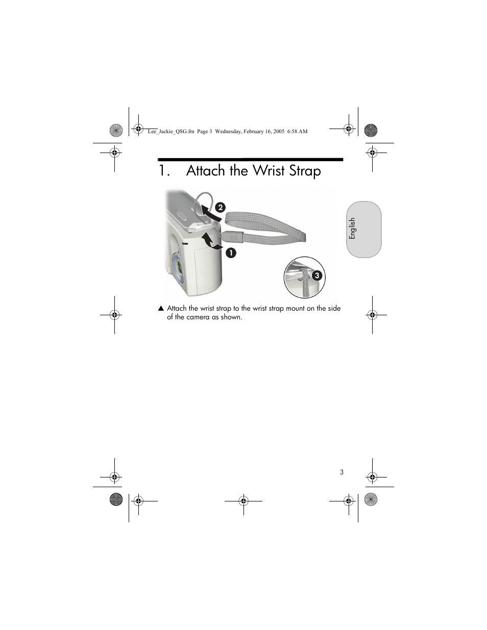 Attach the wrist strap | HP E317 User Manual | Page 3 / 16