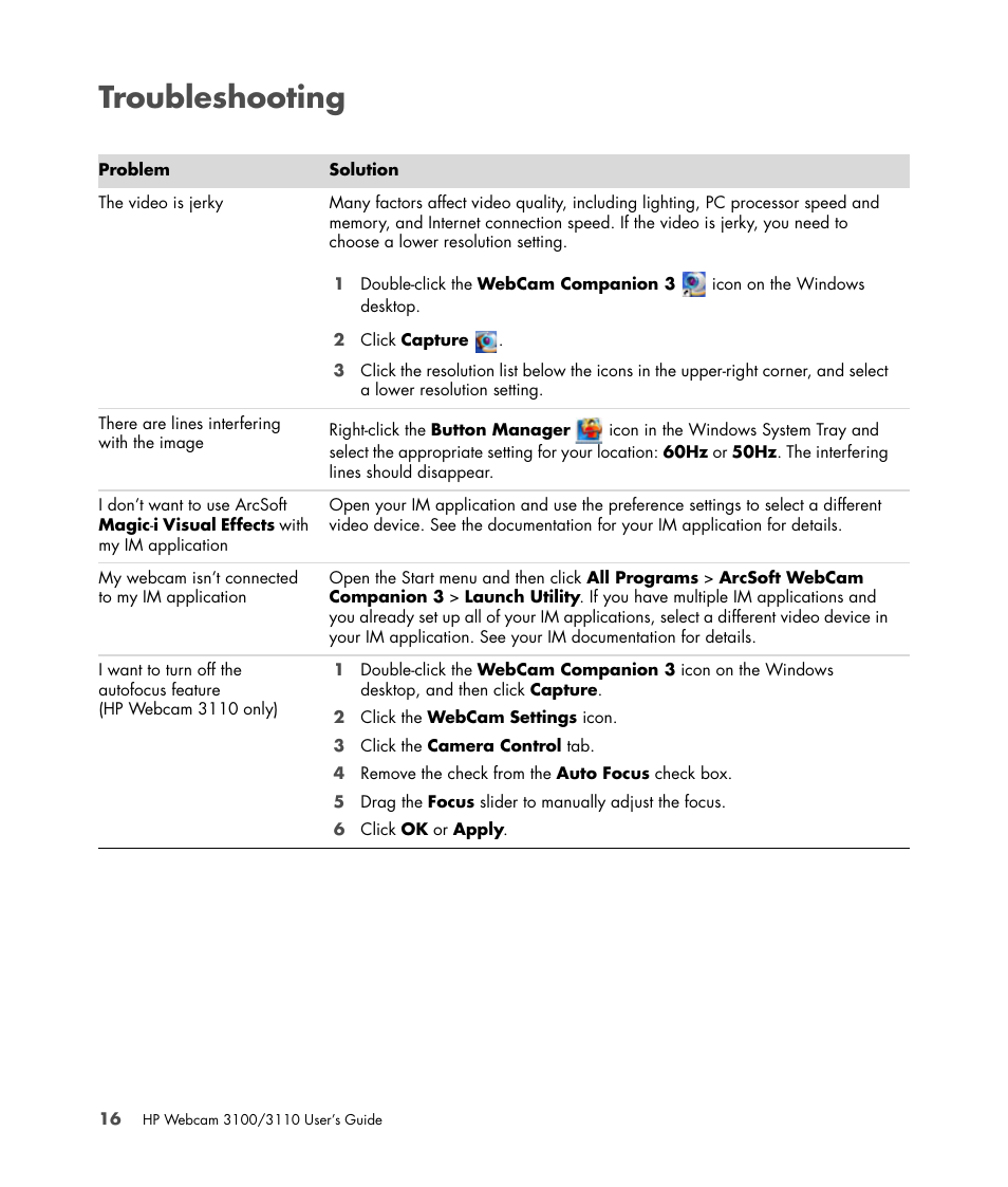 Troubleshooting | HP 3110 User Manual | Page 20 / 22