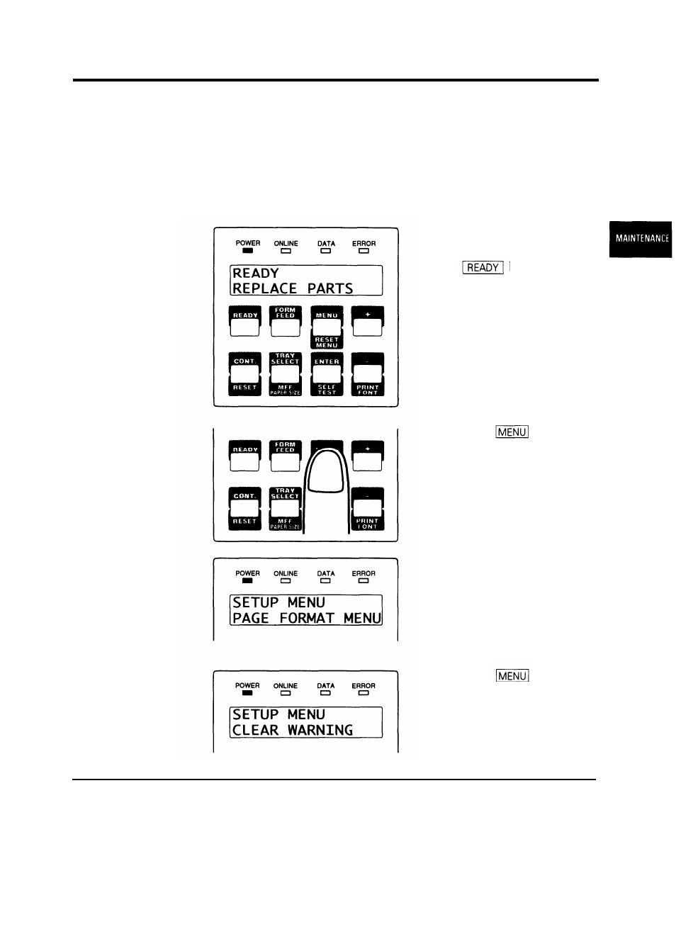 Resetting the print unit counter 4-15 | HP 16V User Manual | Page 110 / 156