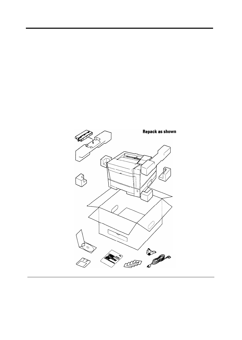 Repacking the printer 4-18, Repacking the, Printer | HP 16V User Manual | Page 113 / 156