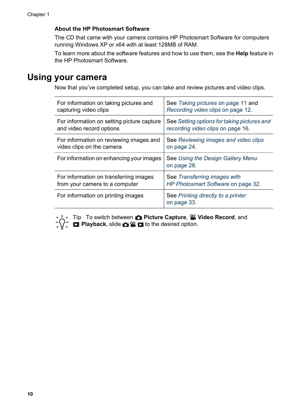 Using your camera | HP Photosmart R837 User Manual | Page 10 / 56