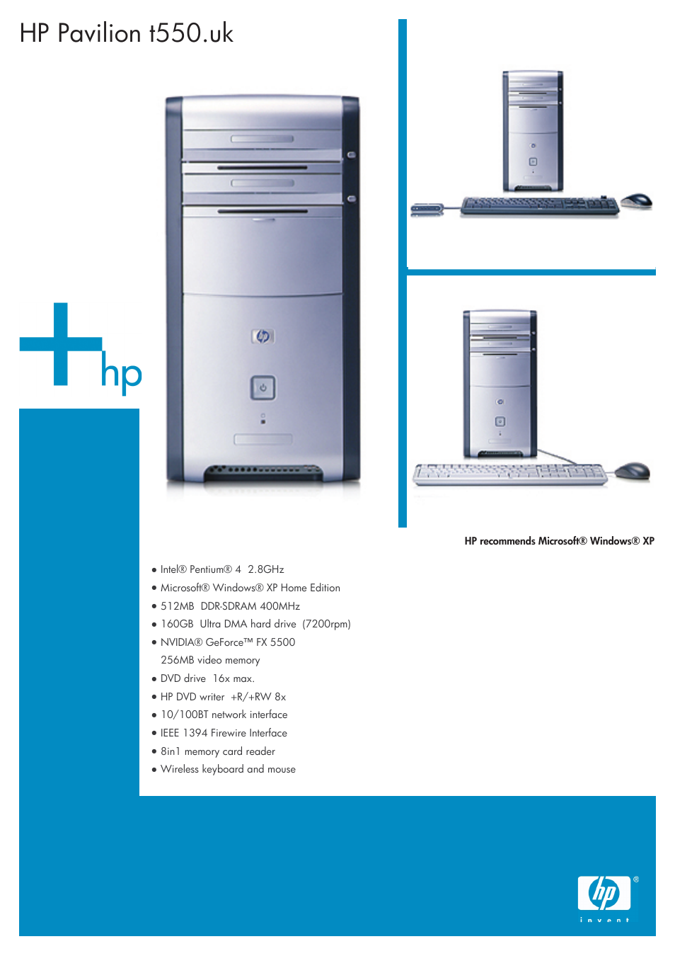 HP T550 User Manual | 2 pages