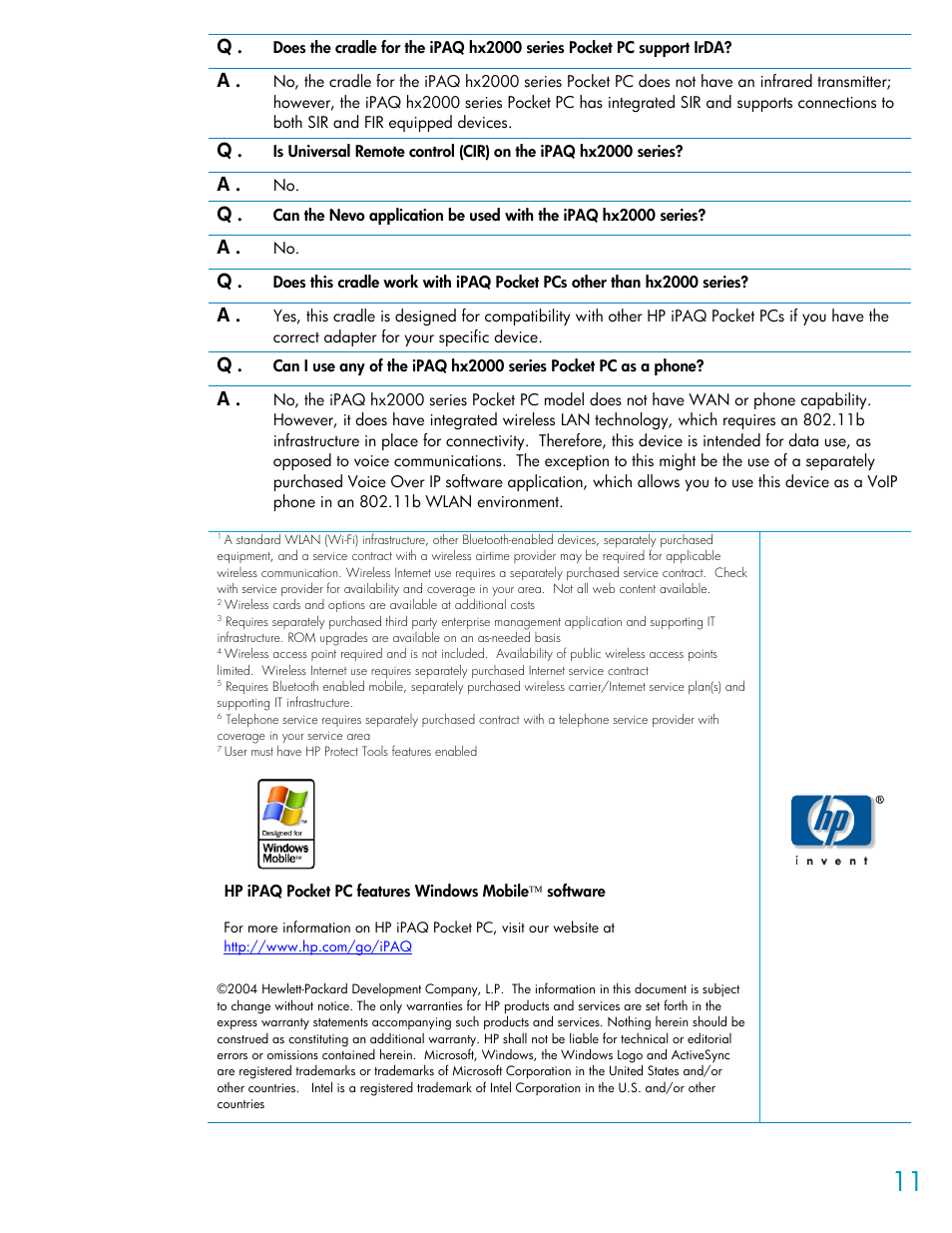 HP HX2000 User Manual | Page 11 / 11
