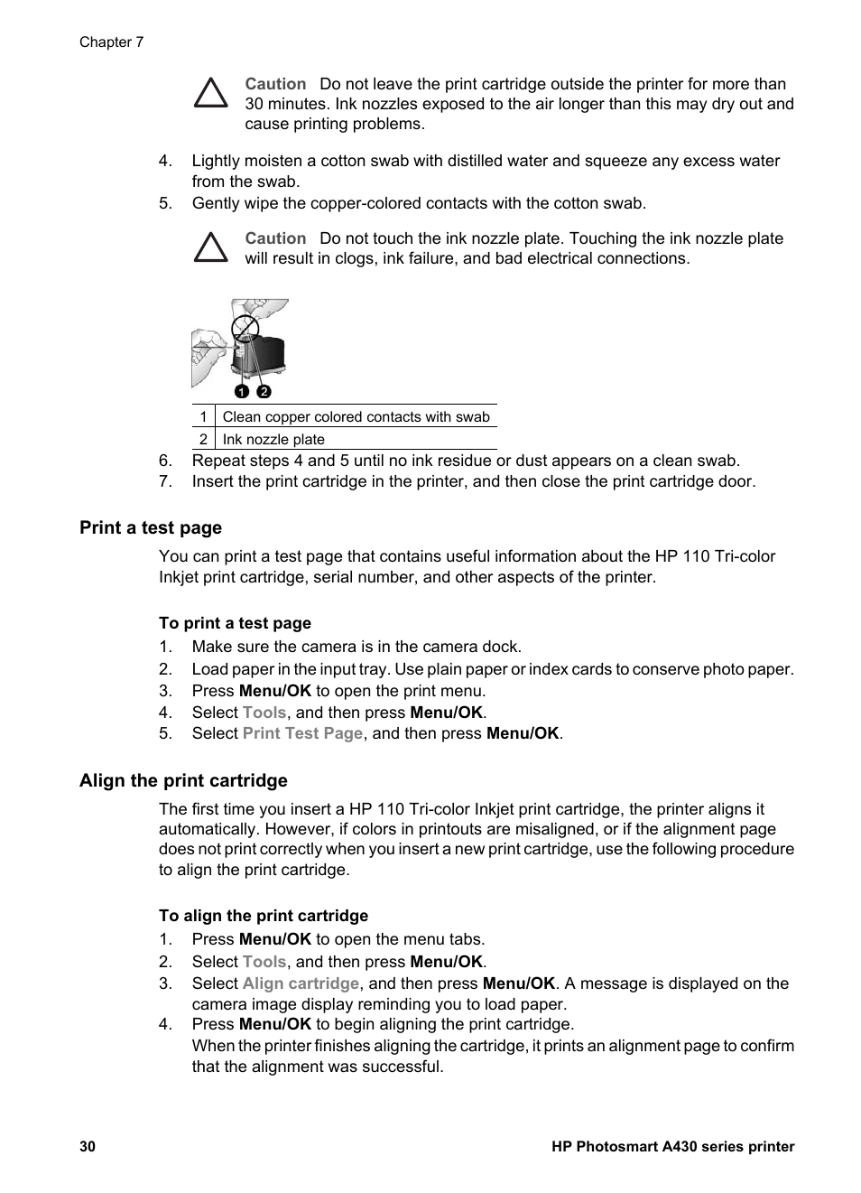 Align the print cartridge | HP A430 User Manual | Page 33 / 62