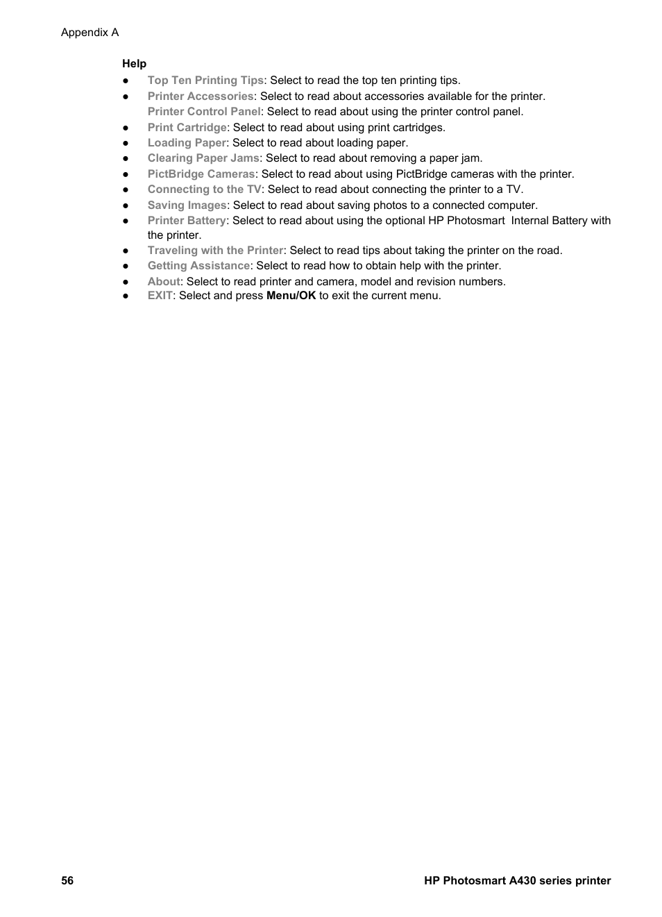 HP A430 User Manual | Page 59 / 62