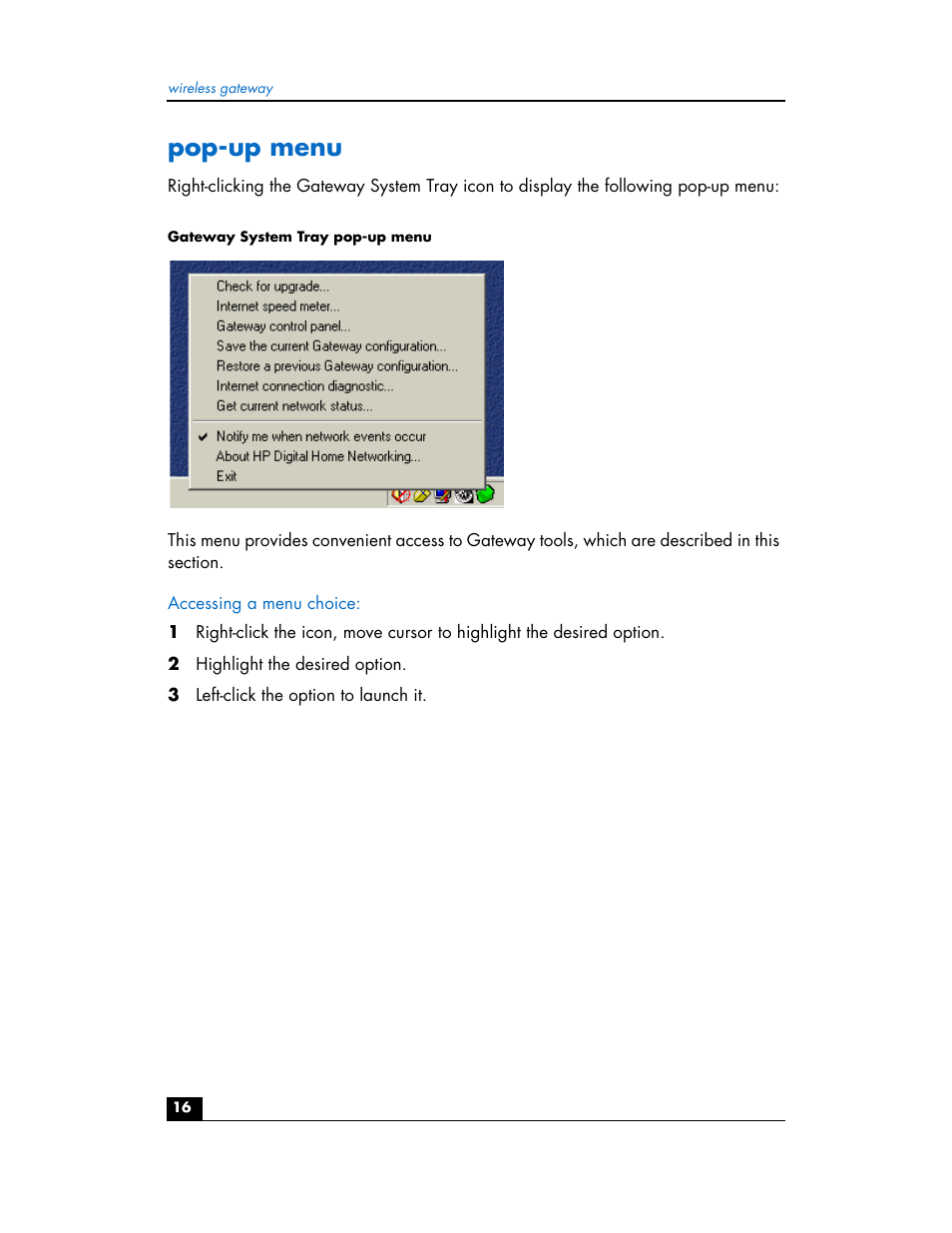 Pop-up menu | HP hn200w User Manual | Page 16 / 94