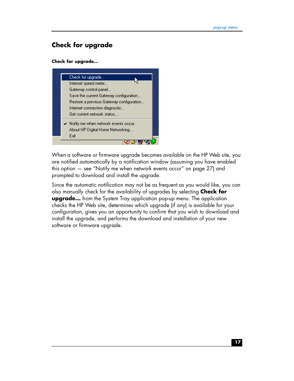 Check for upgrade | HP hn200w User Manual | Page 17 / 94