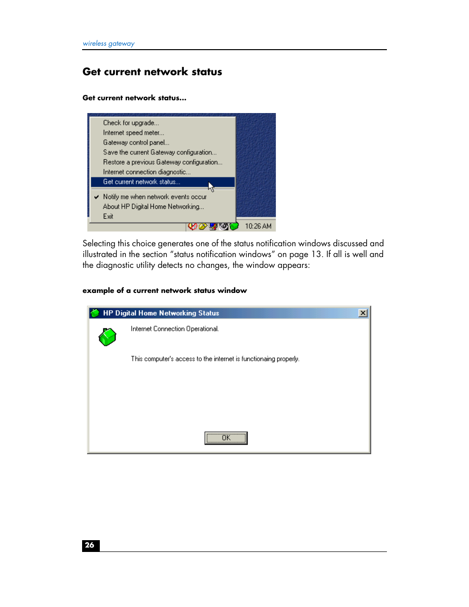 Get current network status | HP hn200w User Manual | Page 26 / 94