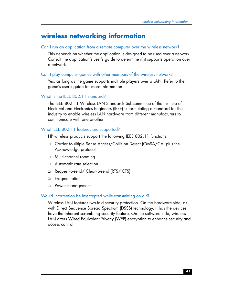 Wireless networking information | HP hn200w User Manual | Page 41 / 94