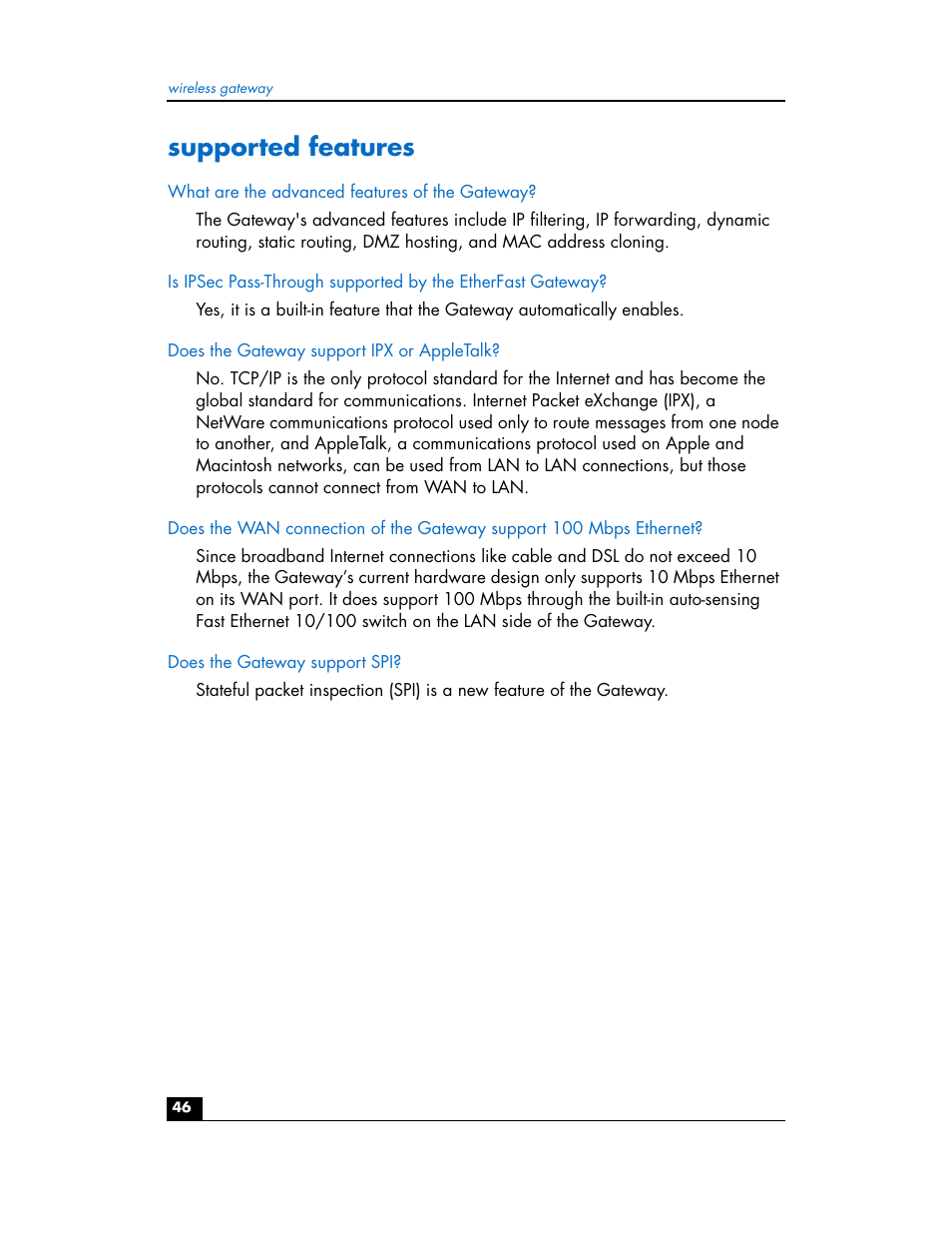Supported features | HP hn200w User Manual | Page 46 / 94