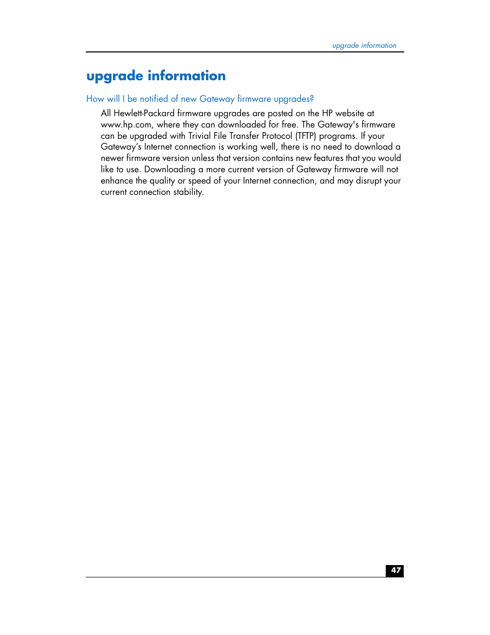 Upgrade information | HP hn200w User Manual | Page 47 / 94