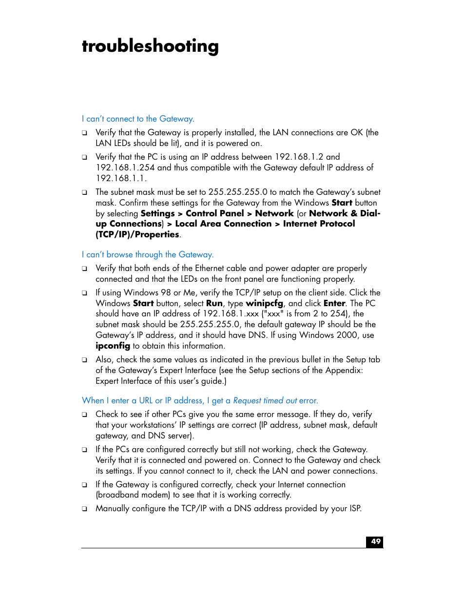Troubleshooting | HP hn200w User Manual | Page 49 / 94