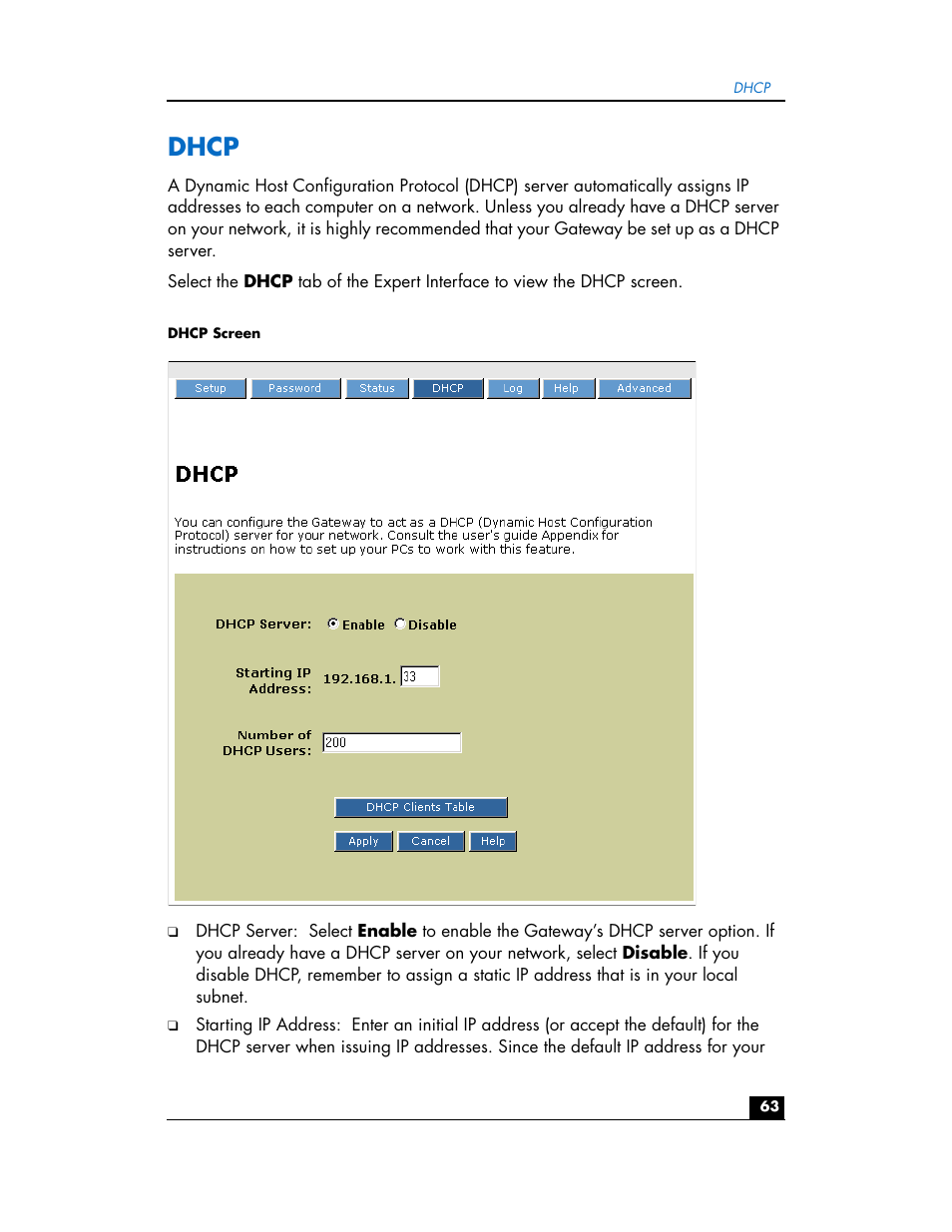Dhcp | HP hn200w User Manual | Page 63 / 94