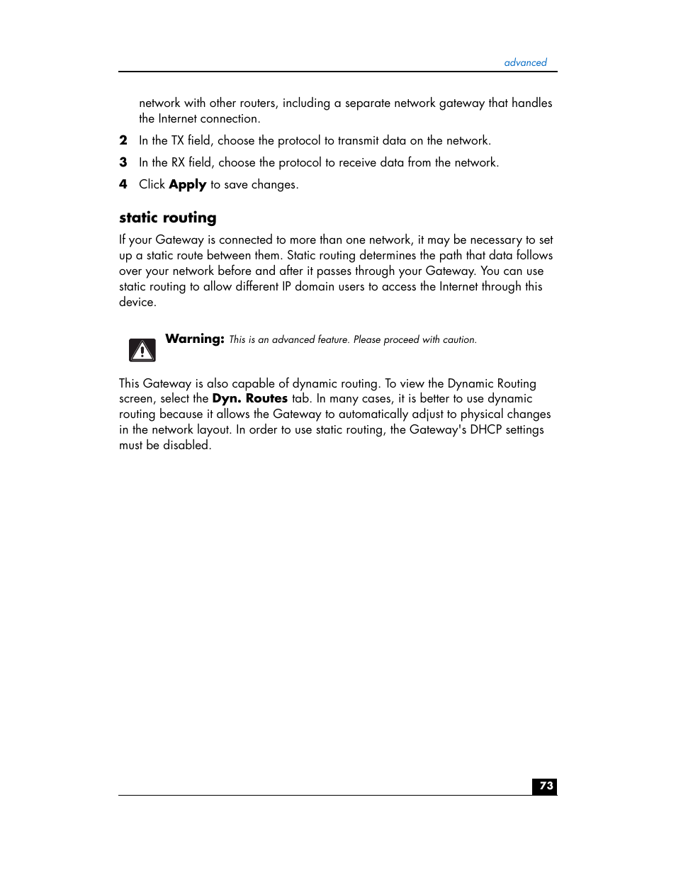 Static routing | HP hn200w User Manual | Page 73 / 94