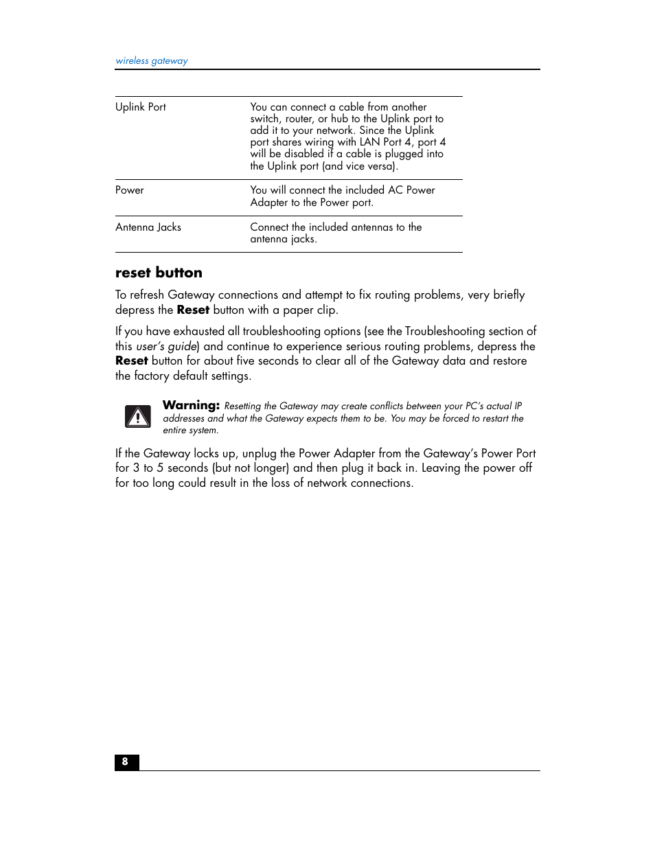Reset button | HP hn200w User Manual | Page 8 / 94