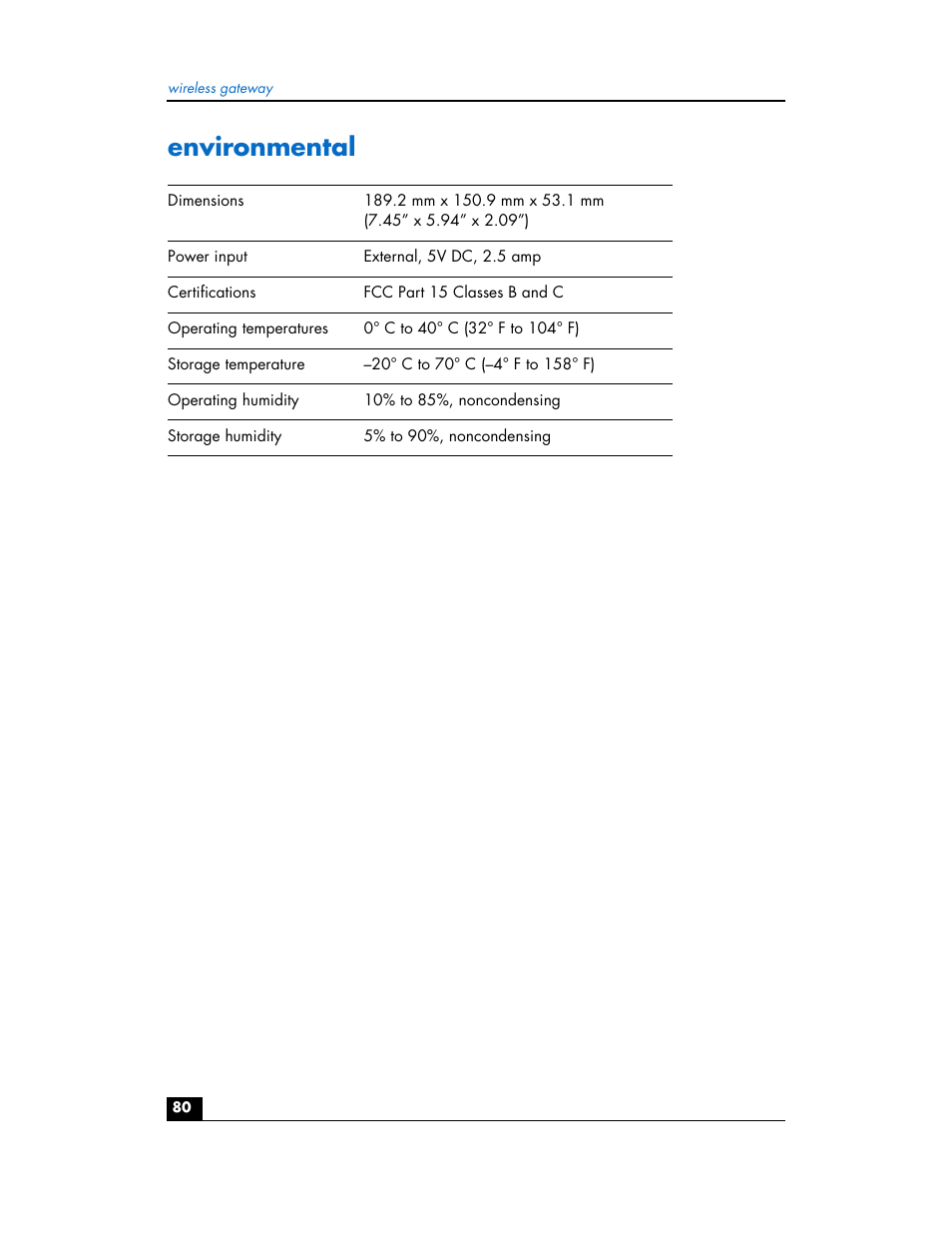 Environmental | HP hn200w User Manual | Page 80 / 94