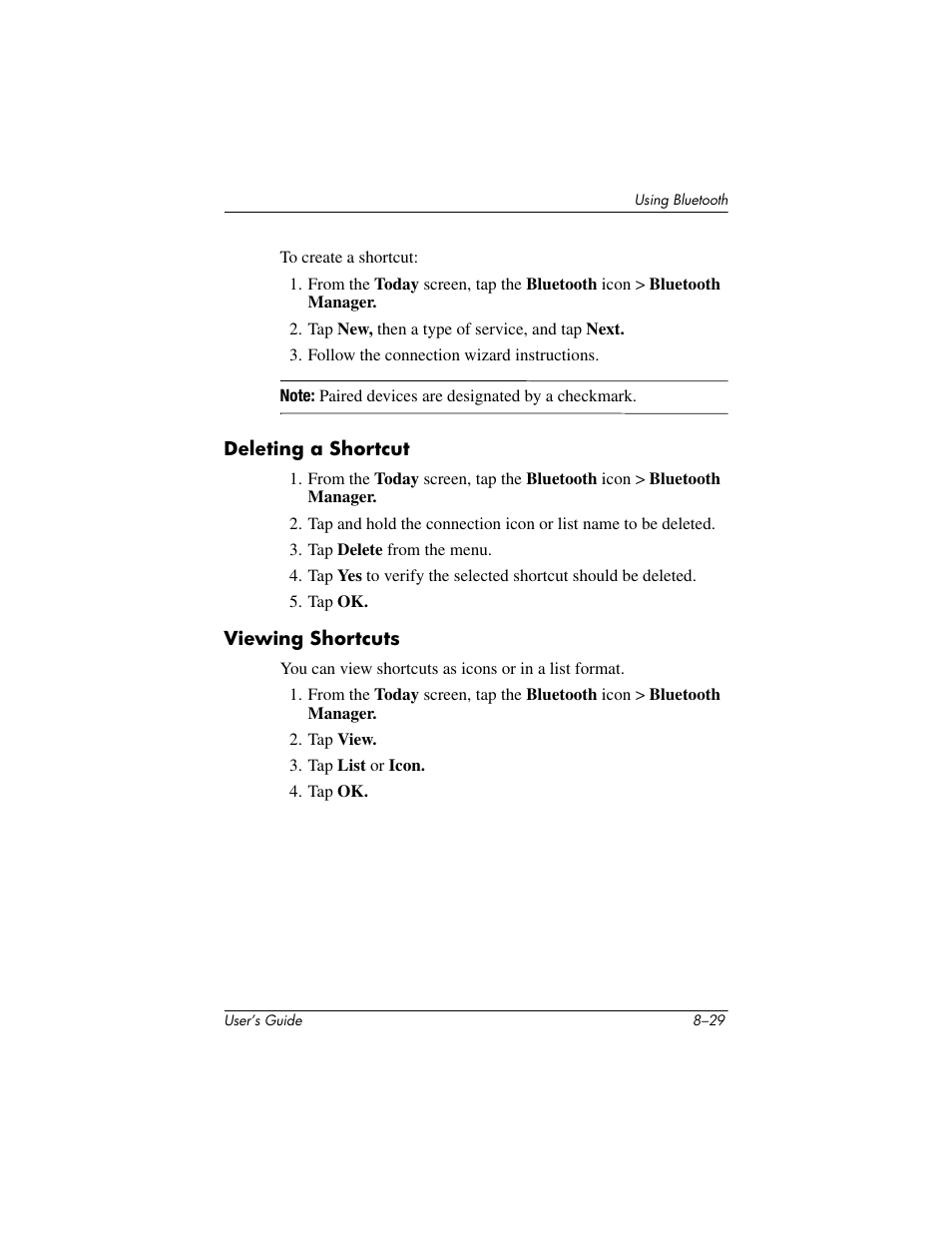 Deleting a shortcut, Viewing shortcuts | HP h4000 User Manual | Page 105 / 141