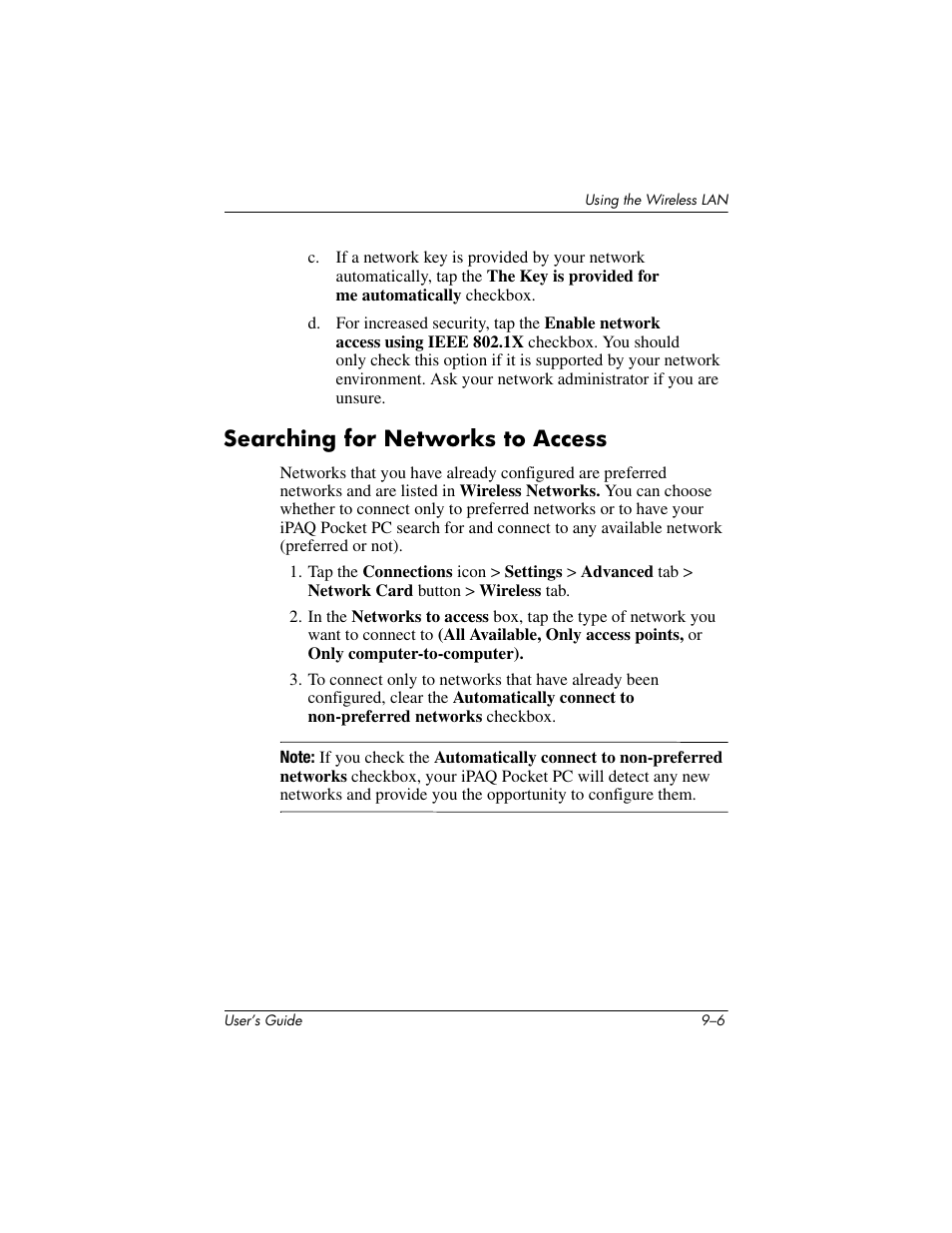 Searching for networks to access, Searching for networks to access –6 | HP h4000 User Manual | Page 111 / 141