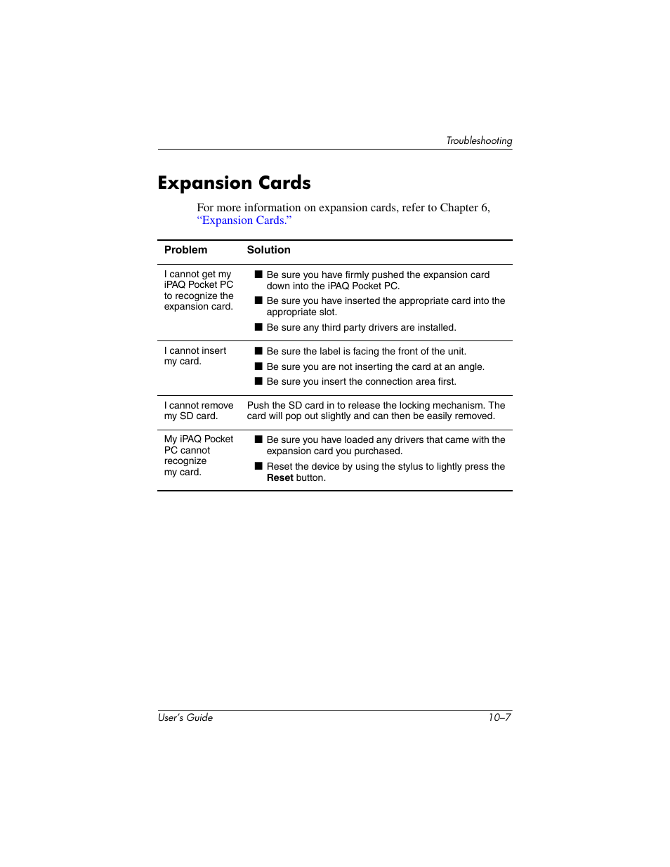 Expansion cards, Expansion cards –7 | HP h4000 User Manual | Page 126 / 141
