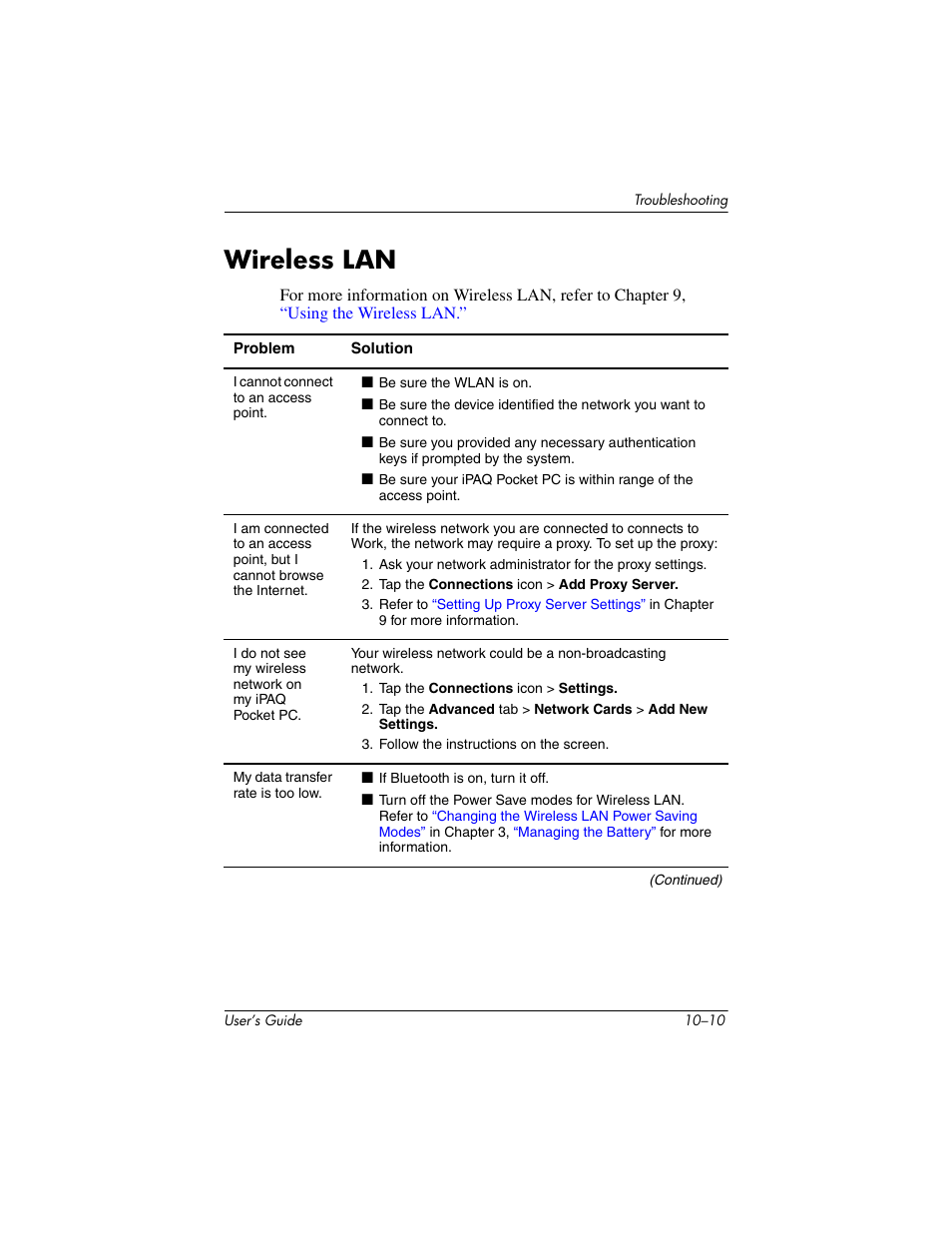 Wireless lan, Wireless lan –10 | HP h4000 User Manual | Page 129 / 141
