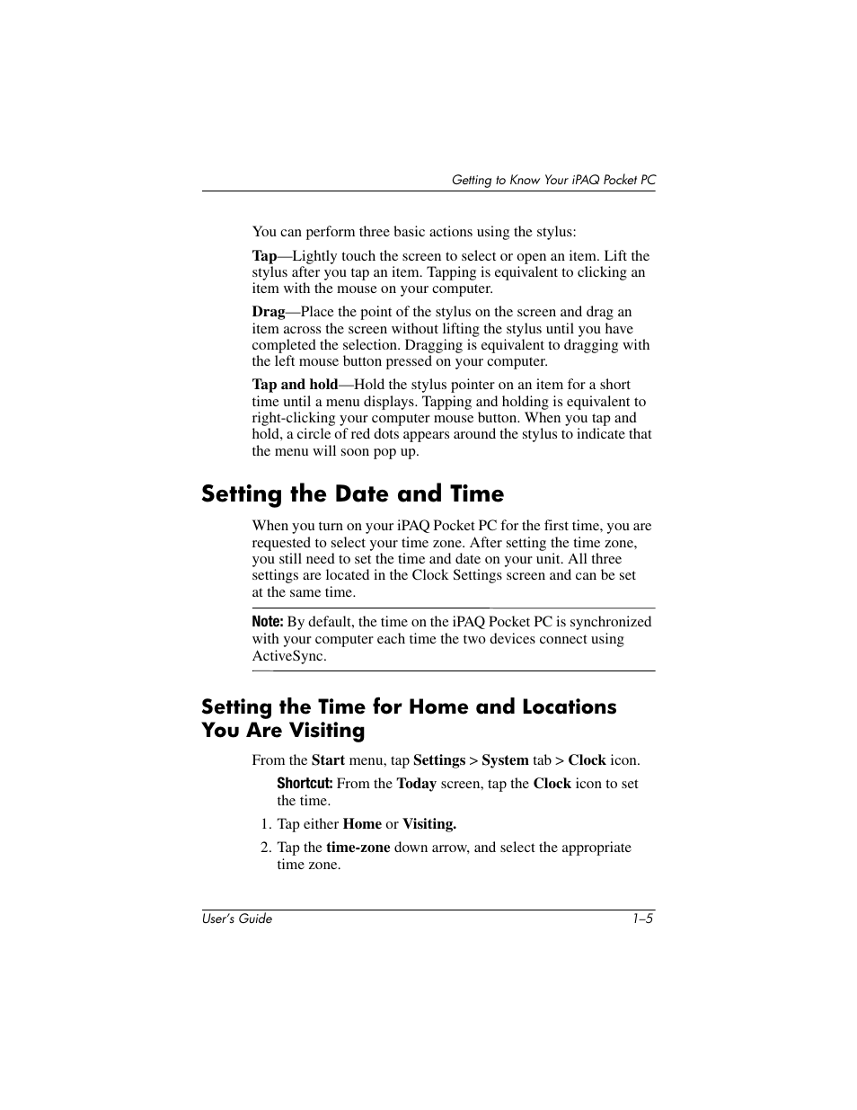 Setting the date and time, Setting the date and time –5 | HP h4000 User Manual | Page 13 / 141