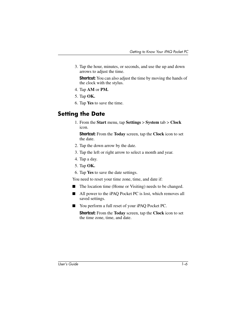 Setting the date, Setting the date –6 | HP h4000 User Manual | Page 14 / 141