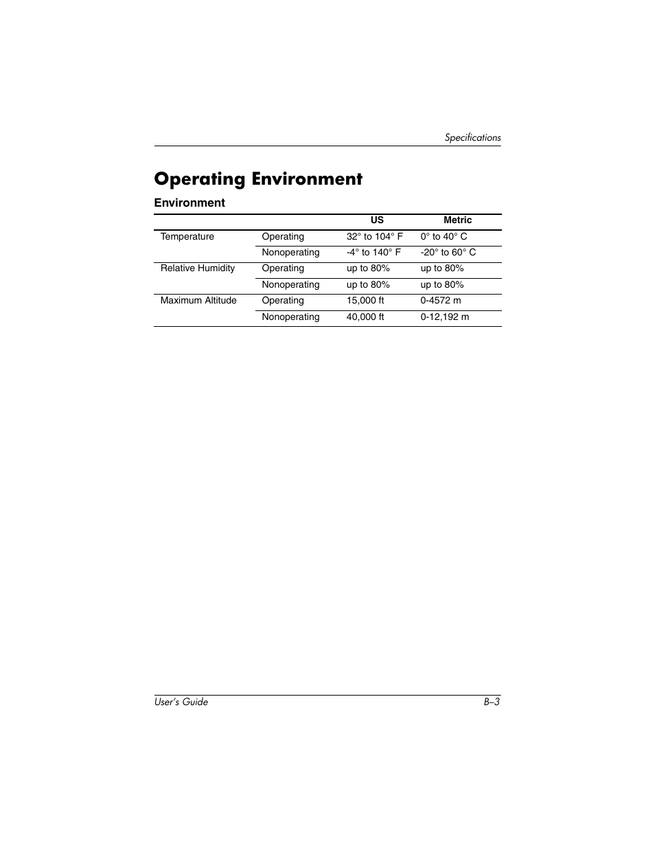 Operating environment | HP h4000 User Manual | Page 141 / 141