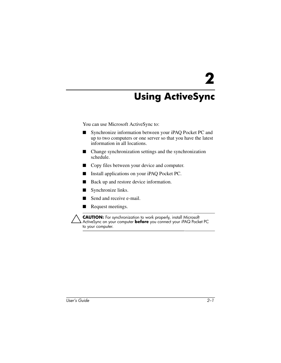 Using activesync, 2 using activesync | HP h4000 User Manual | Page 19 / 141