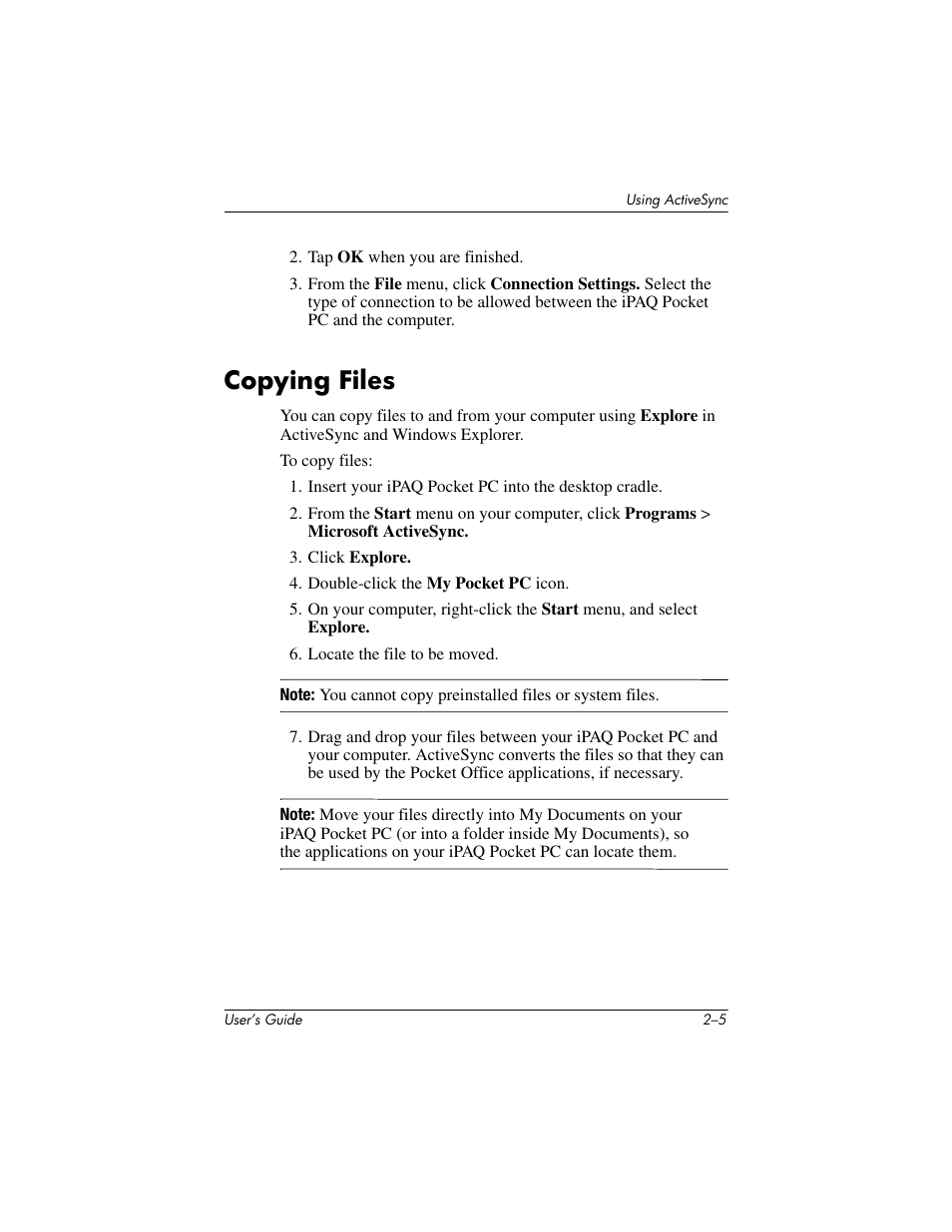 Copying files, Copying files –5 | HP h4000 User Manual | Page 23 / 141