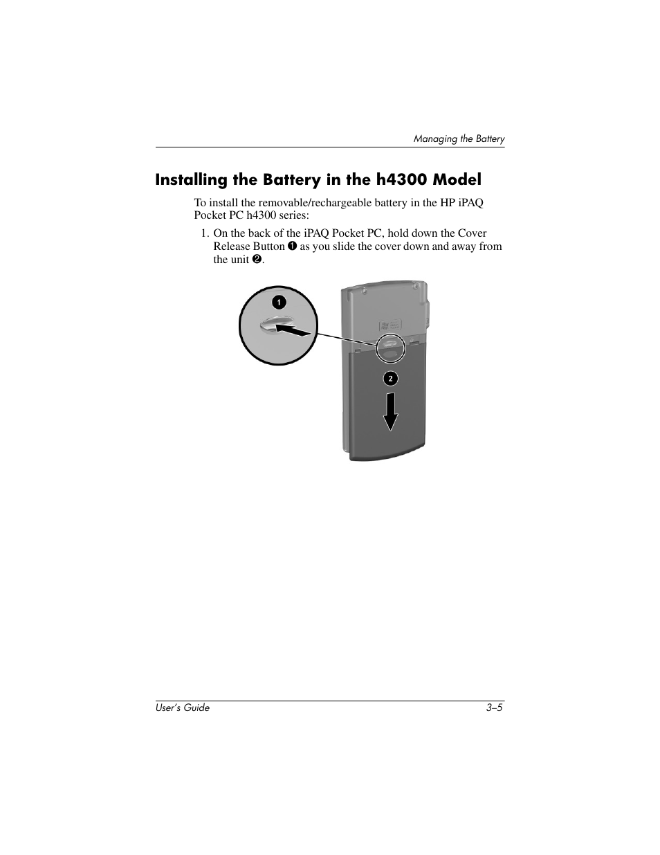 Installing the battery in the h4300 model, Installing the battery in the h4300 model –5 | HP h4000 User Manual | Page 30 / 141