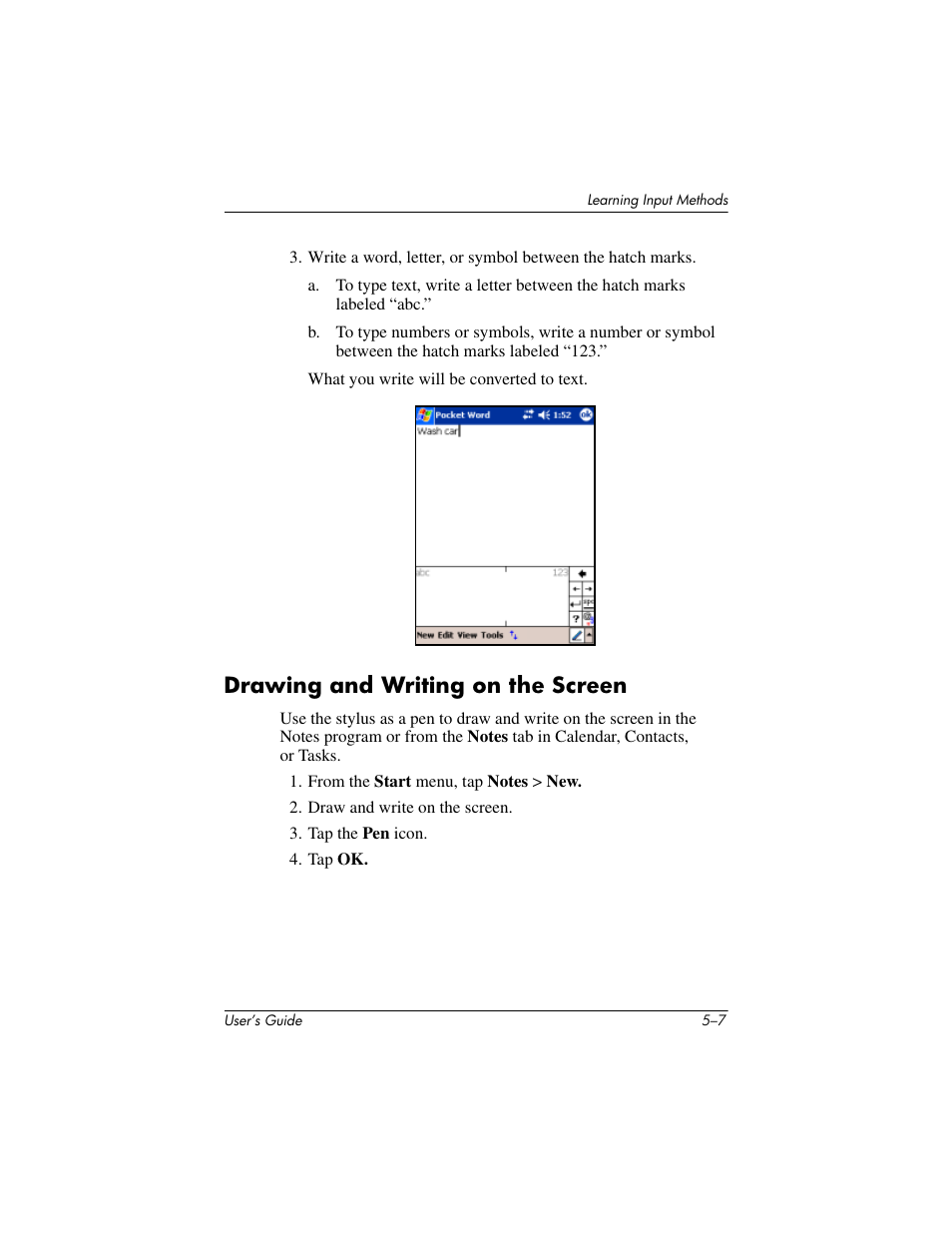 Drawing and writing on the screen, Drawing and writing on the screen –7 | HP h4000 User Manual | Page 60 / 141