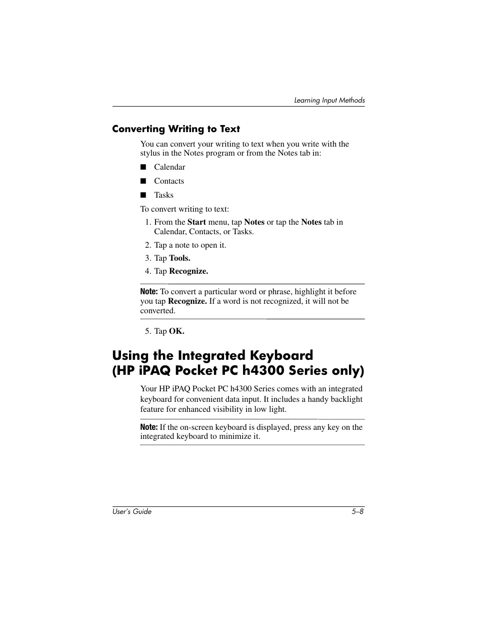 Converting writing to text | HP h4000 User Manual | Page 61 / 141