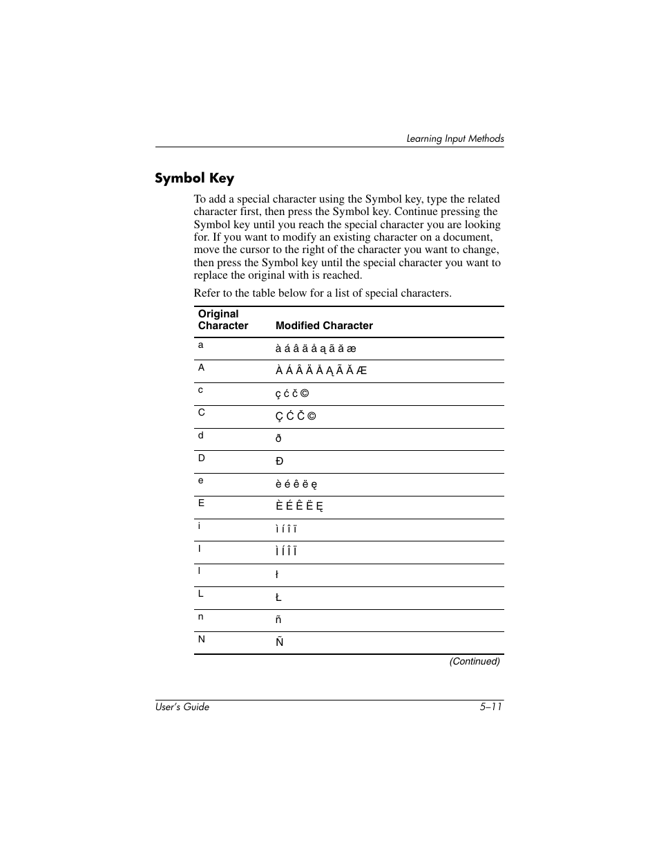 Symbol key | HP h4000 User Manual | Page 64 / 141