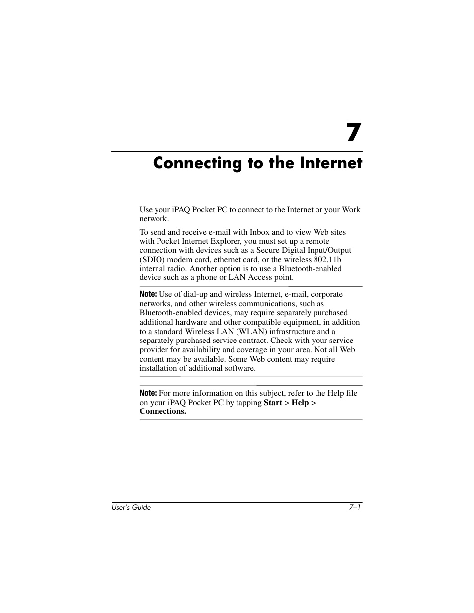 Connecting to the internet, 7 connecting to the internet | HP h4000 User Manual | Page 74 / 141