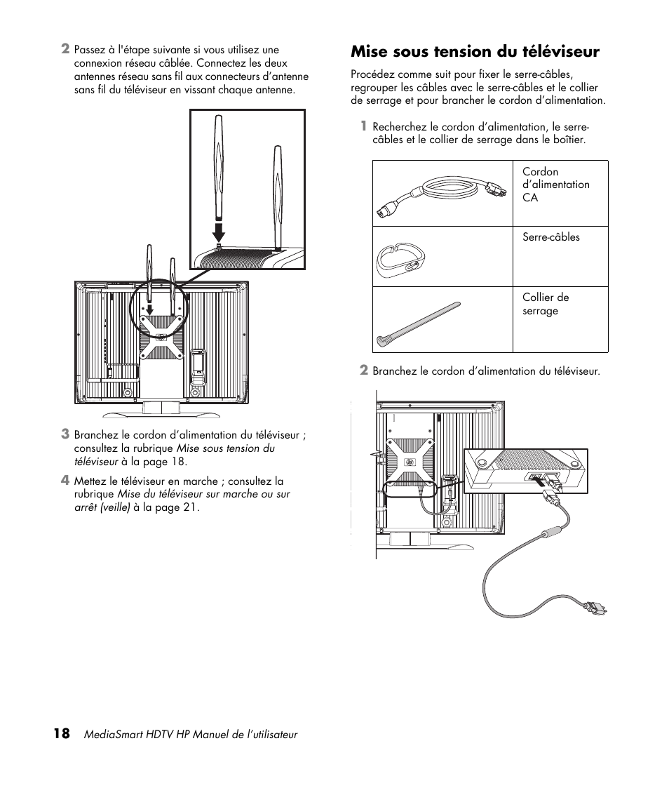 Mise sous tension du téléviseur | HP MediaSmart SLC3760N User Manual | Page 132 / 310