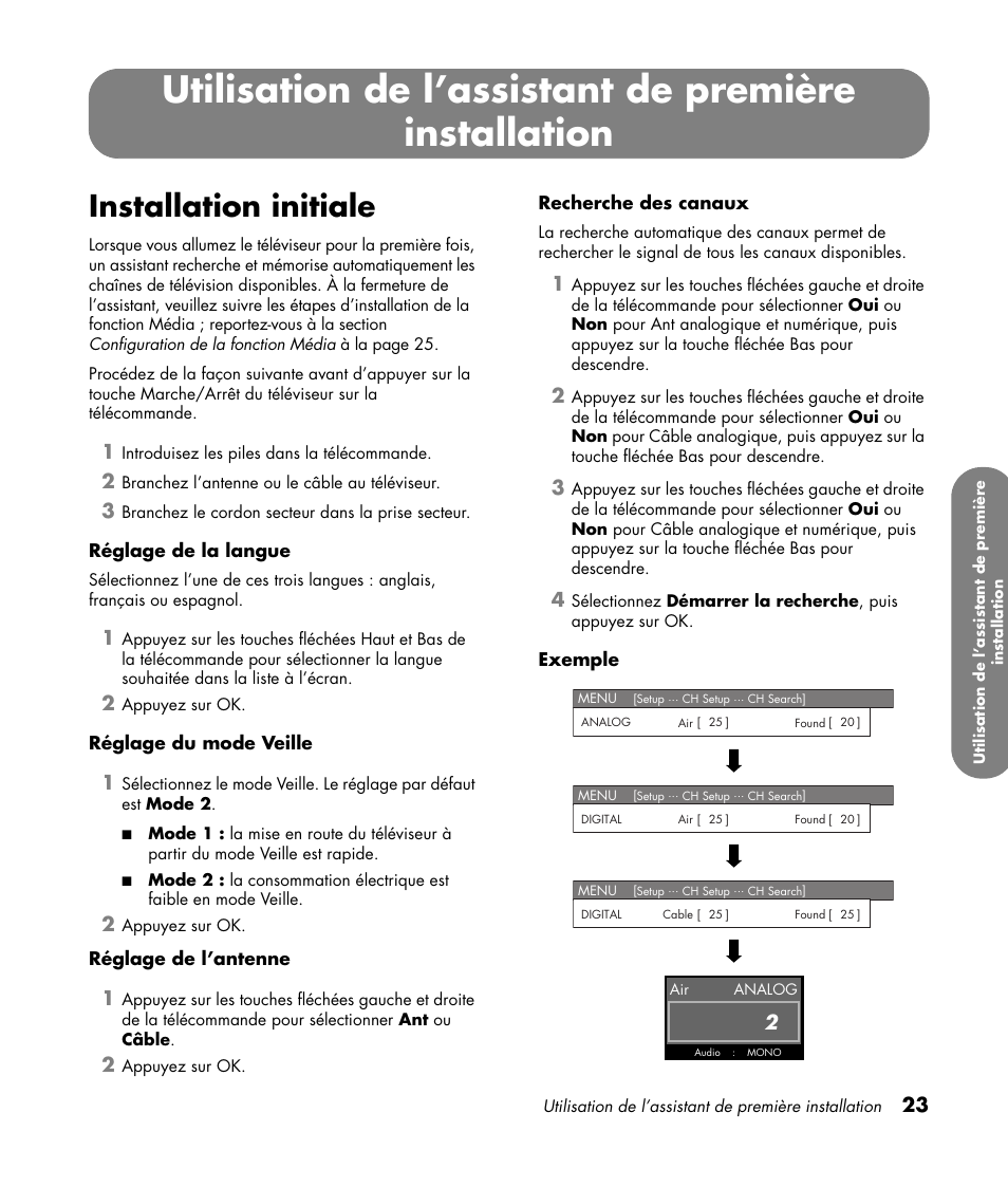 Installation initiale, Installation | HP MediaSmart SLC3760N User Manual | Page 137 / 310